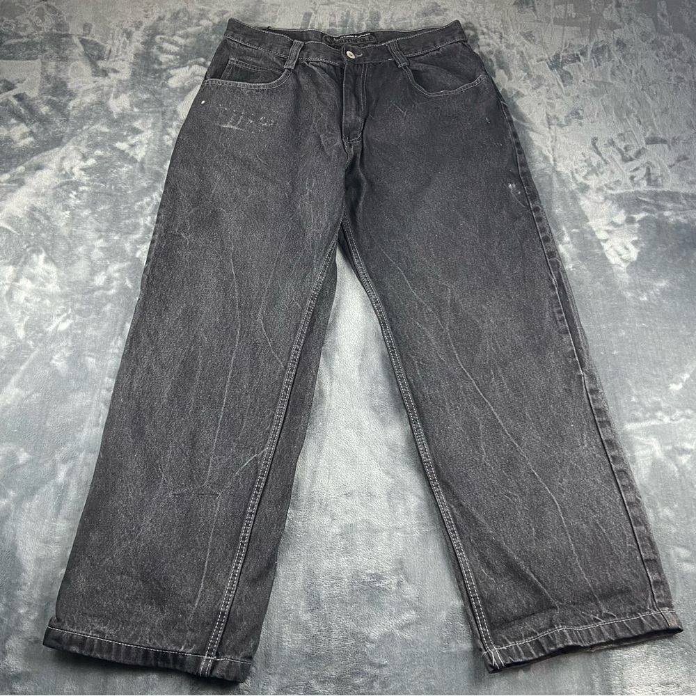 Vintage Y2K Southpole Jeans Men’s 36 Fits 33x29 Black Gray Baggy Wide Leg Faded